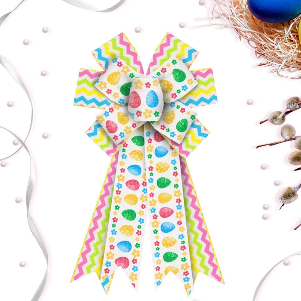 Regine Switzerland Easter Wreath Bows - Colorful Rainbow Burlap Decor for Indoor/Outdoor Use