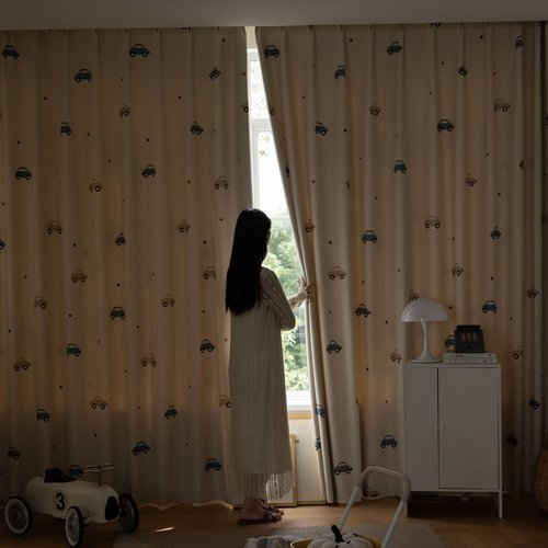 KMSG Cartoon Car Printed Blackout Curtains for Kids Room Nursery Privacy Room Darkening Drapes for Childrens Bedroom Living Room Grommet Top Thermal Insulated Window Treatment 1 Panel W42 x L63 Inch