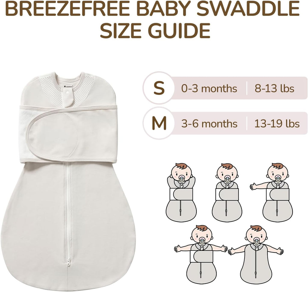Skiennix Swaddle Sack - Safe Sleep for Newborns | Breathable 100% Cotton, 3-Way Adjustable, Grey, 3-6 Months