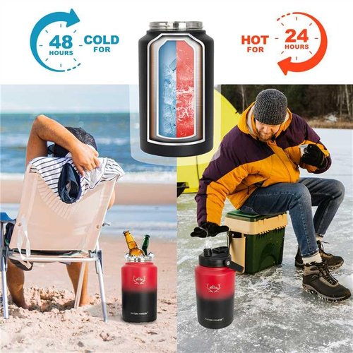 NATURE PIONEOR 1 Gallon Insulated Water Bottle - Double Vacuum Stainless Steel 128 oz Water Bottle with Holder/Carrier, Wide Mouth 1 gallon Water Jug for Outdoor Sports, Hiking, Camping, Gym