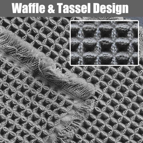 Small Non-Slip Waffle Bath Mat - Quick Dry, Absorbent, Grey (17x24)