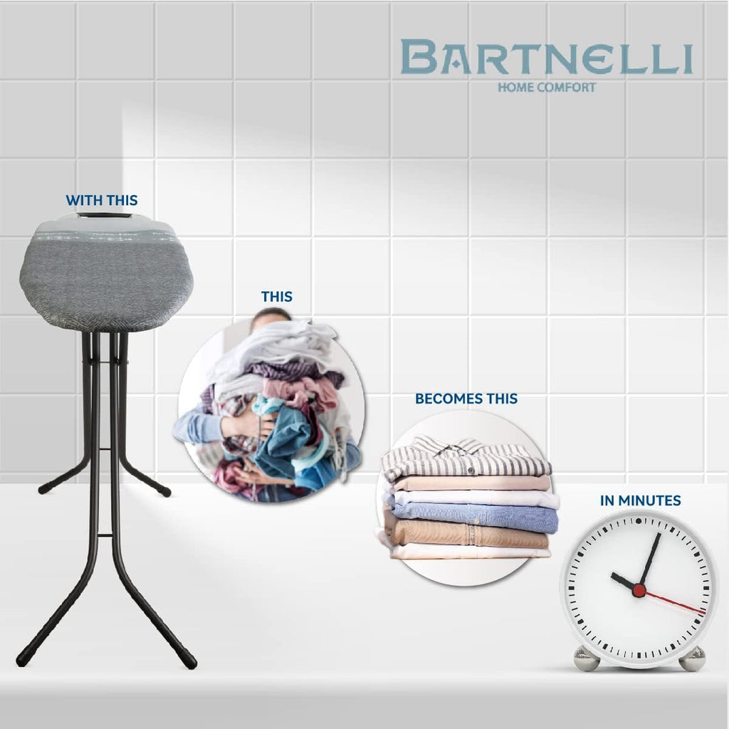 Bartnelli by Rorets Classic Ironing Board - EZ-Glide Technology, Height Adjustable, 13x43 Surface, Premium 4-Layer Cover