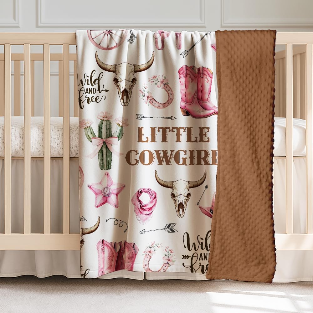 Skiennix Western Baby Blanket - Soft Cowgirl Minky Blanket for Nursery Decor | Lightweight & Warm for Newborns