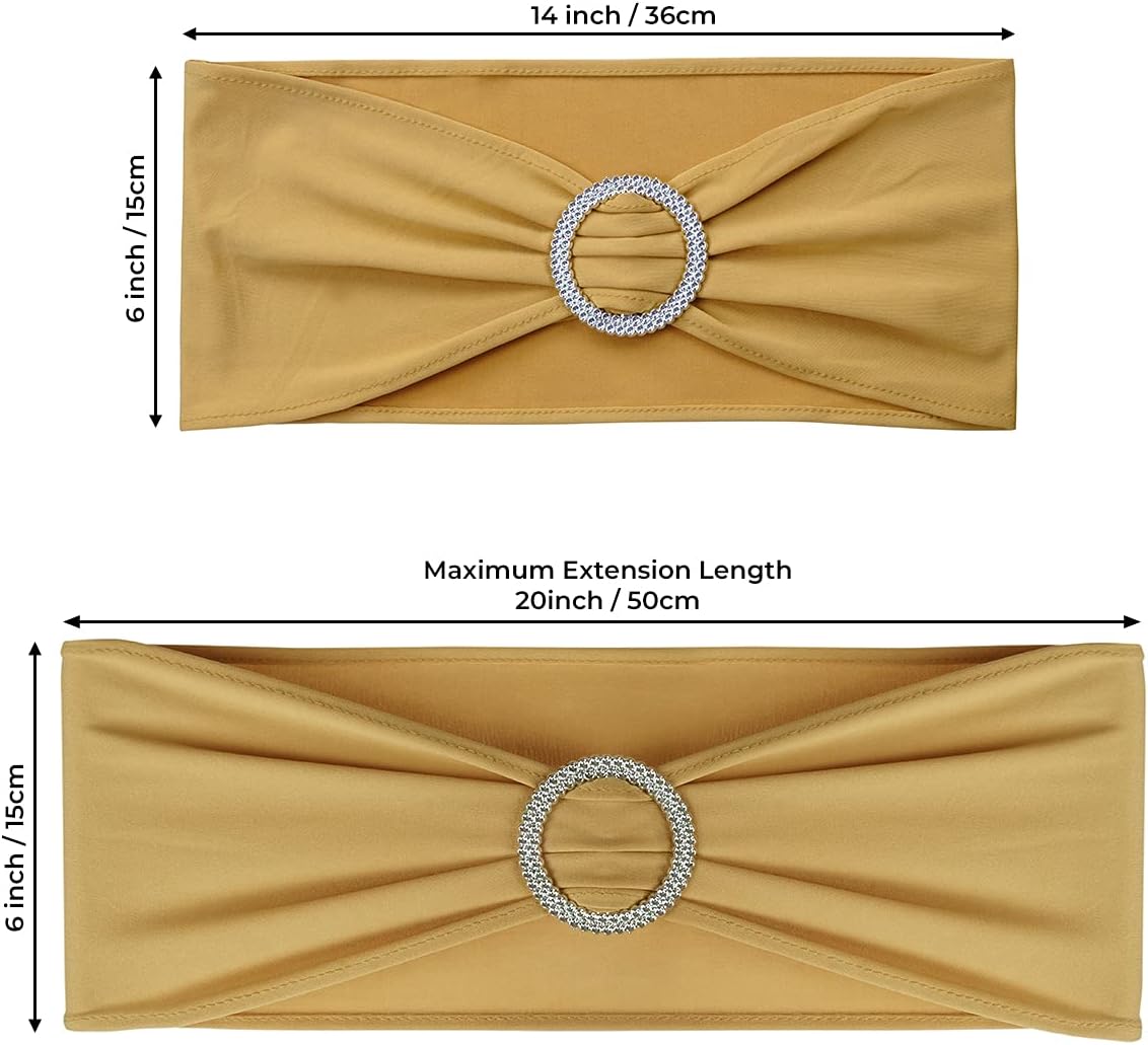 Babenest Spandex Chair Sashes - 100PCS Premium Stretch Covers with Buckle Slider for Weddings & Events | Gold