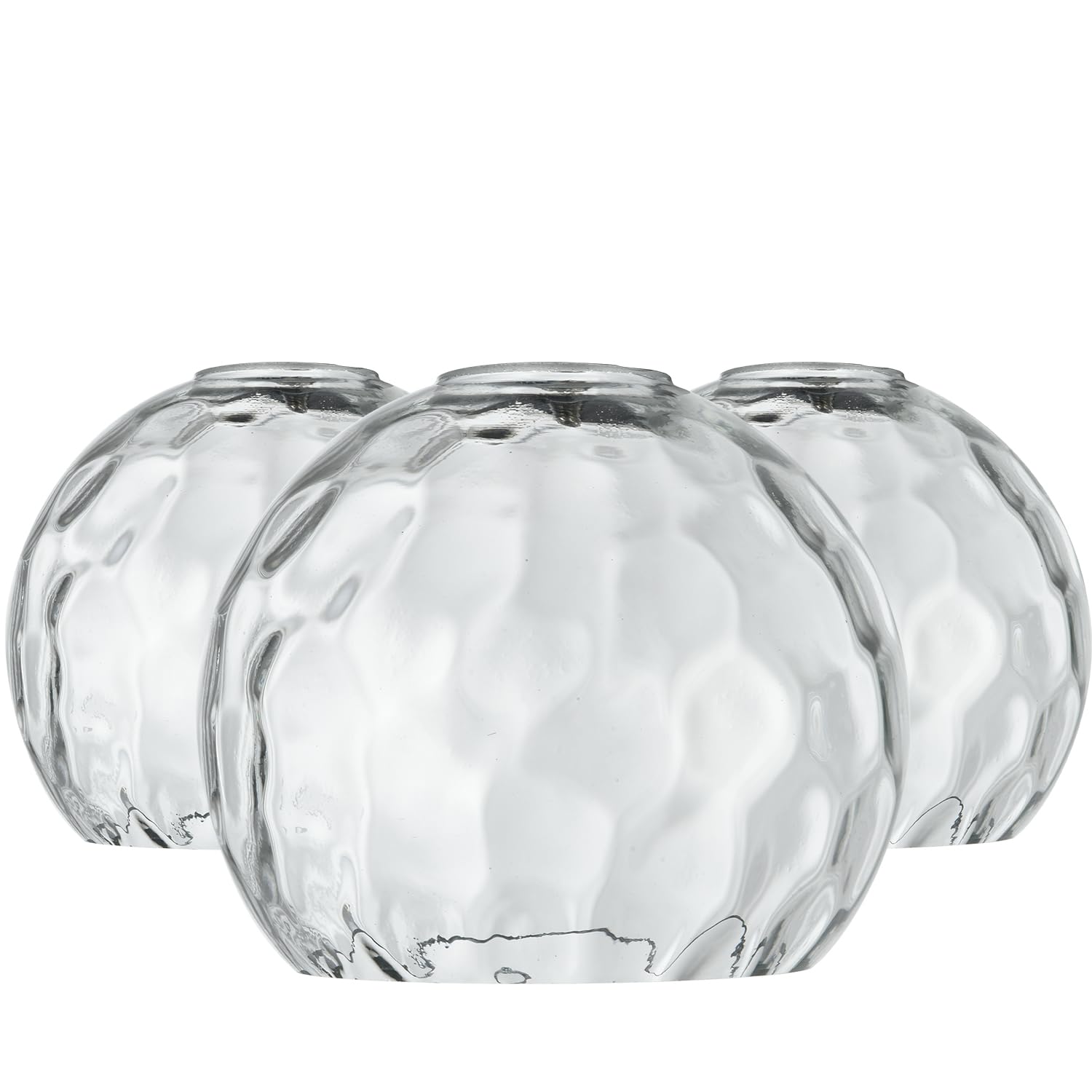 Lucidce 3 Pack Fixture Replacement Globe Shade, 6 Inch Diameter, E26 Base Clear Hammered Glass, Glass Globe Lampshade Cover for Pendant Wall Sconce Chandelier Vanity Light