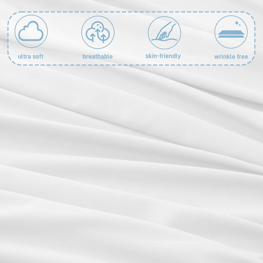 Regine Switzerland Hospital Bed Sheets Set - 3-Piece Fitted, Flat & Pillowcase - White, 36"×84"×14"
