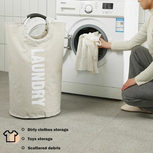 90L Waterproof Laundry Basket by [Brand Name] - Durable Hamper with Foam Handles | Black, 2 Pack