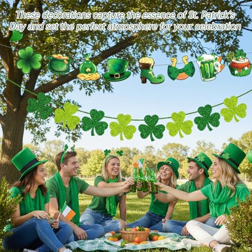 St Patricks Day Decorations Set - 4-Piece Lucky & Happy Banner