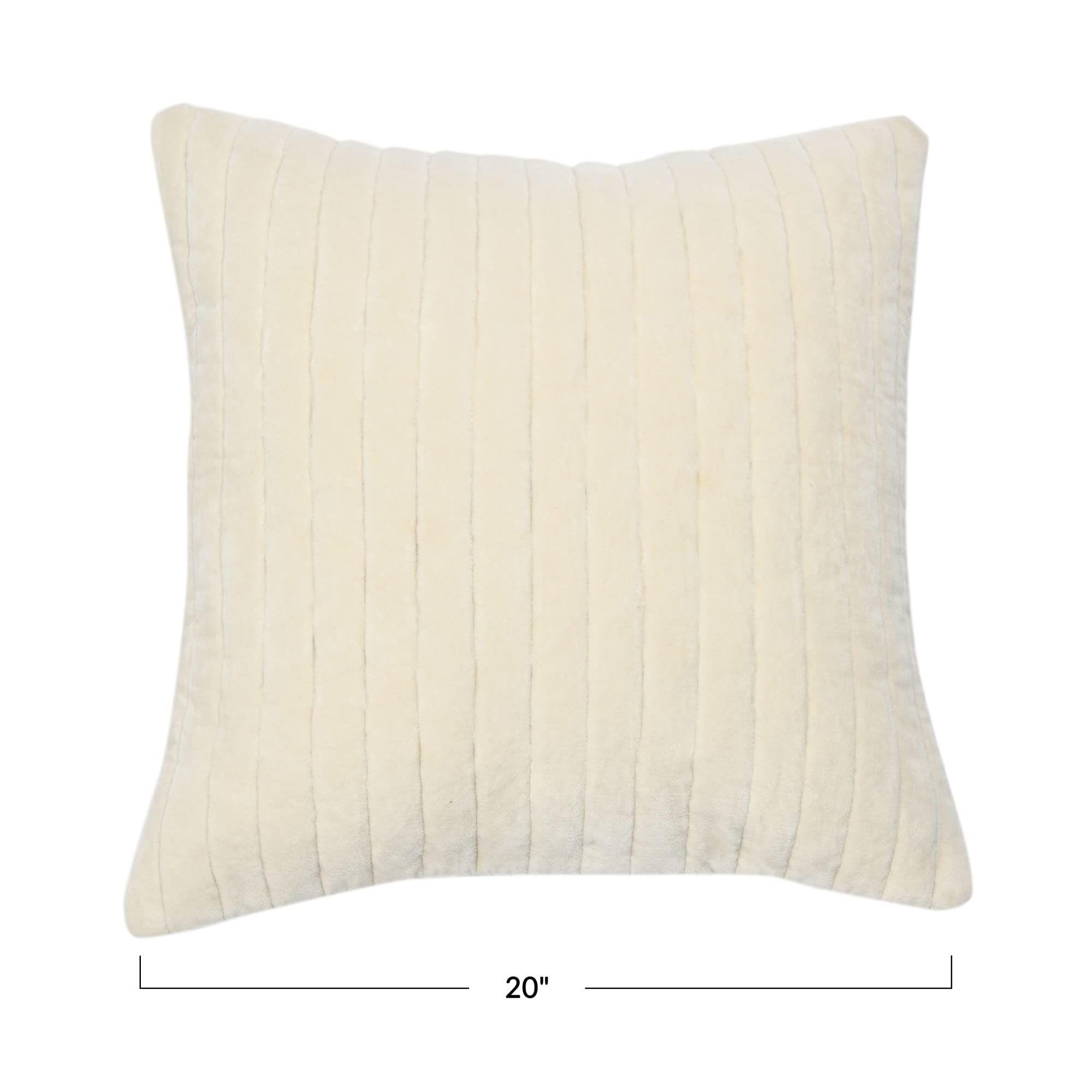 20" Square Quilted Velvet Pillow Cover with Channel Stitch