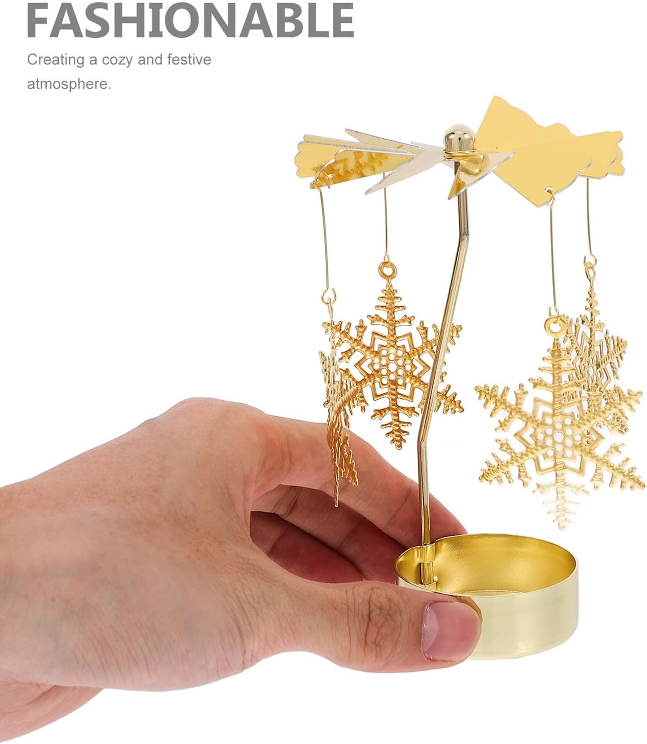 Zerodeko Rotary Candle Holder Set - 3pcs Metal Spinning Windmill Design for Christmas Decor | Festive Centerpieces