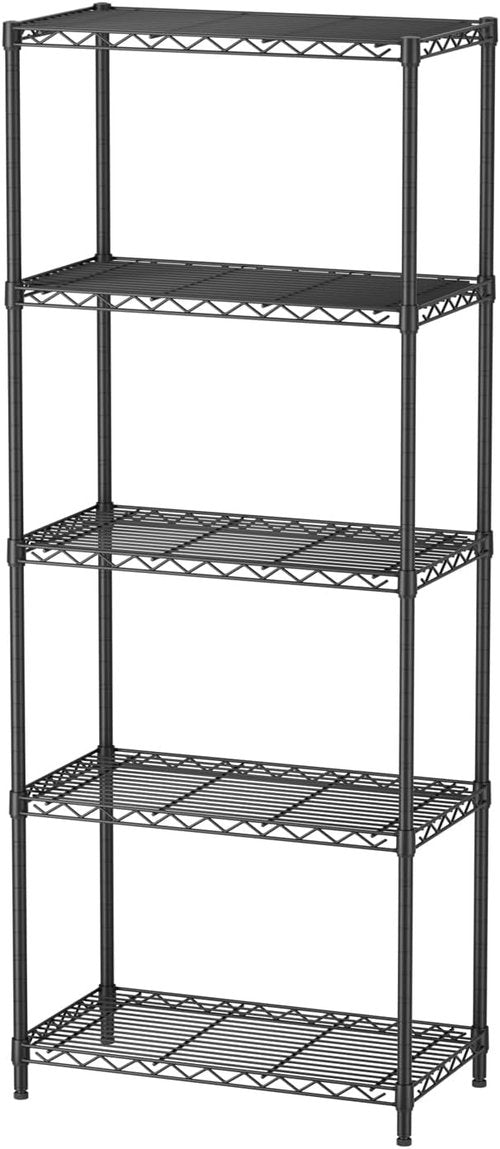 Golpart 5-Tier Heavy-Duty Metal Storage Shelves - 500LBS Capacity Wire Organizer Rack | 12"D x 22"W x 59"H Black