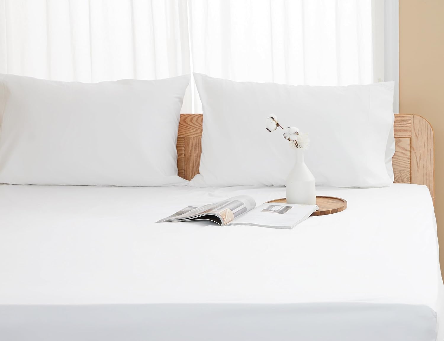 Regine Switzerland King Size Cotton Percale Pillowcases - Breathable & Hypoallergenic, Set of 2 (20x40 Inch, White)