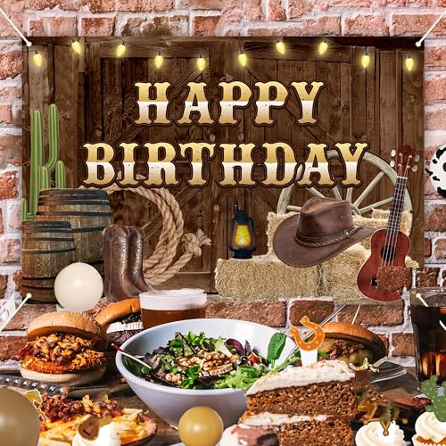 Wild West Cowboy Birthday Party Decorations Set with Balloon Arch & Backdrop