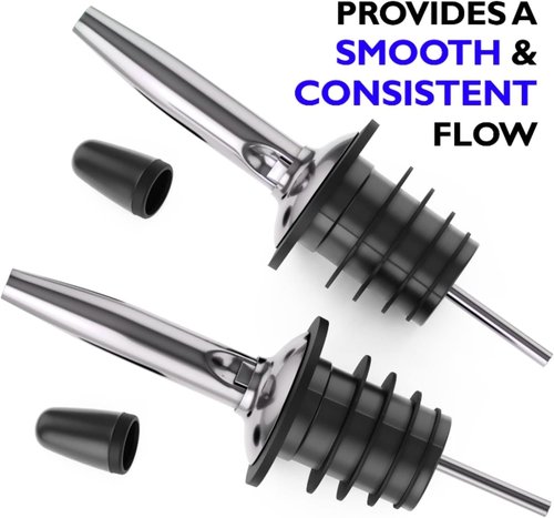 Eatex Bartender Kit - Classic 12-Pack Bottle Pourers with Rubber Dust Caps for Perfect Pouring
