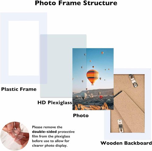 JCJMY 3x5 Picture Frame - Sturdy White Tabletop Frame with Shatter-Resistant Plexiglass