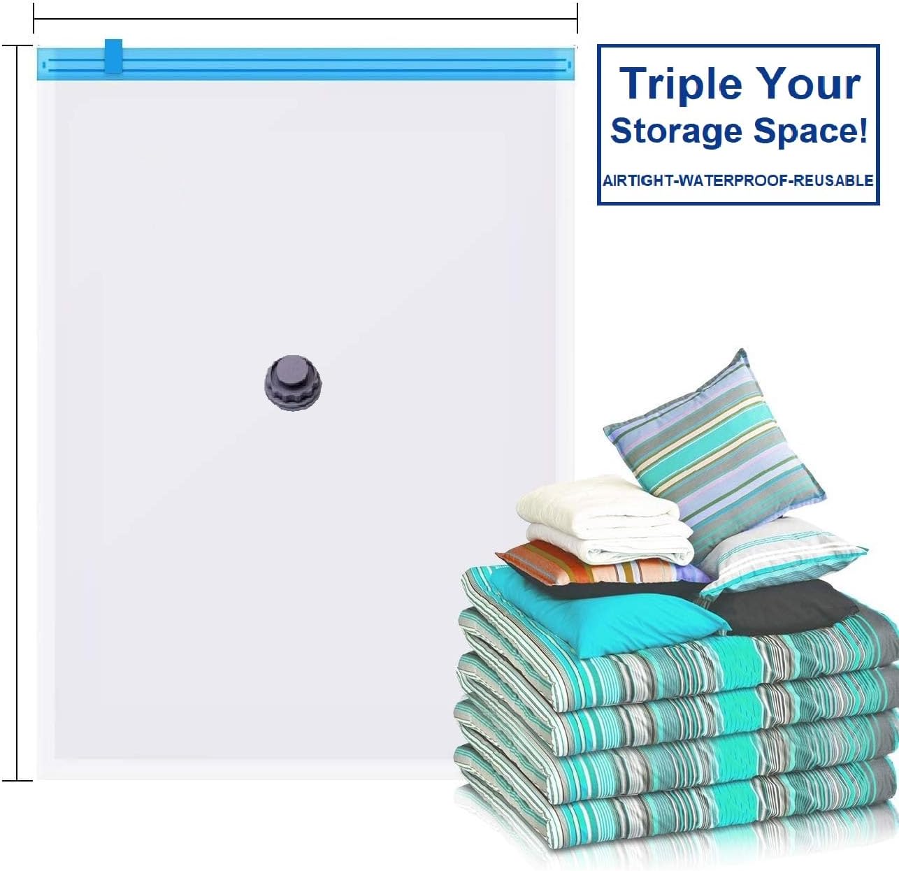 Skiennix Extra Jumbo Vacuum Storage Bags - Airtight, Waterproof & Dustproof | 5 Pack (51"x47") for Bedding & Winter Storage