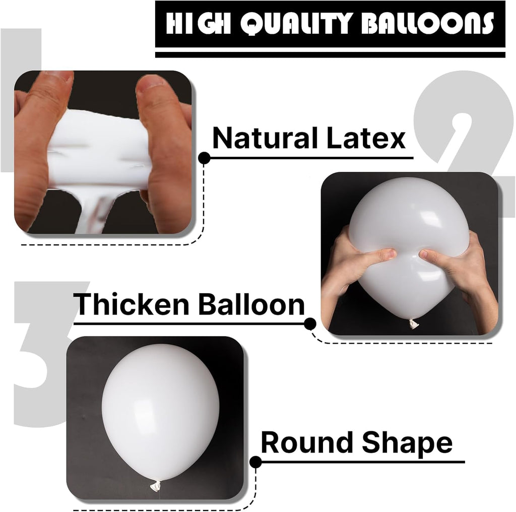 PartyWoo White Balloons - 140-Piece Arch Kit with Various Sizes for Weddings & Celebrations