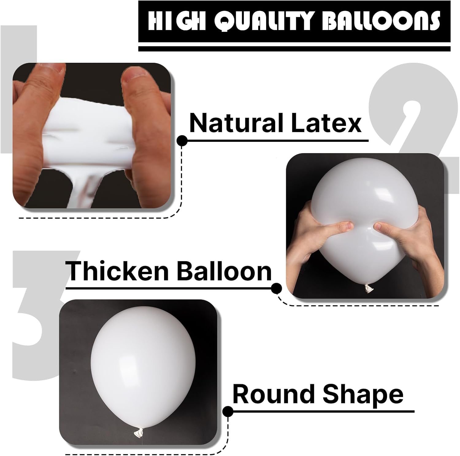 PartyWoo White Balloons - 155-Piece Matte Latex Balloon Arch Kit for Weddings & Celebrations | 5-12 Inch Sizes