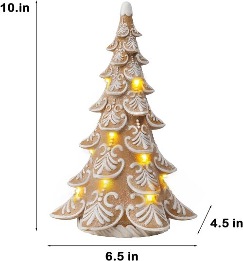 Cynkeyee Gingerbread Christmas Tree Decorations - Indoor Xmas Lights & Centerpiece | 6.5x4.5x10 Inch