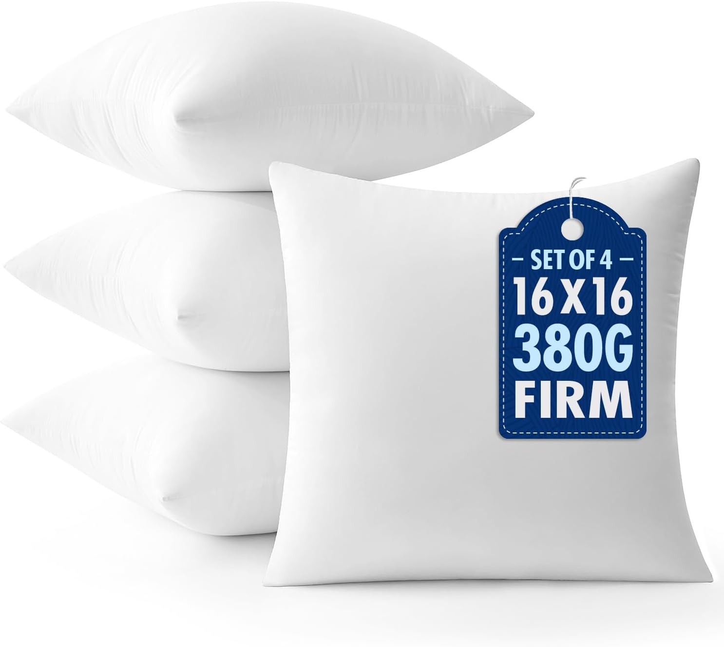 MIULEE Throw Pillow Inserts - Pack of 4 | 16x16 Inch | 100% Virgin Fiber Filling for Ultimate Comfort