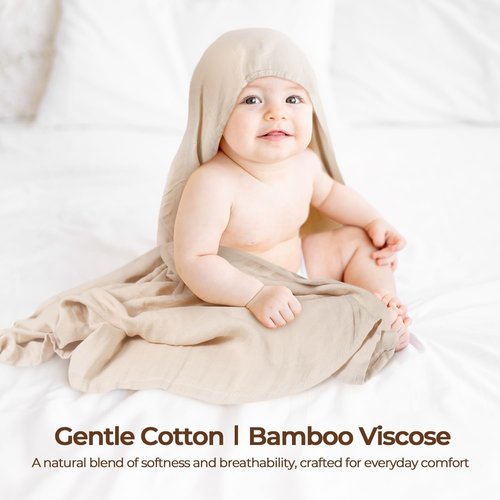 CottCare Muslin Swaddle Blankets - Ultra Soft & Breathable 4-Pack | Large 45''x45'' Baby Wraps