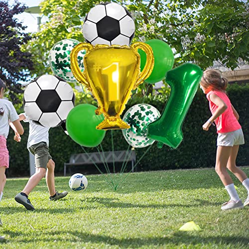 1st Birthday Soccer Balloon Set - Green Football Decorations