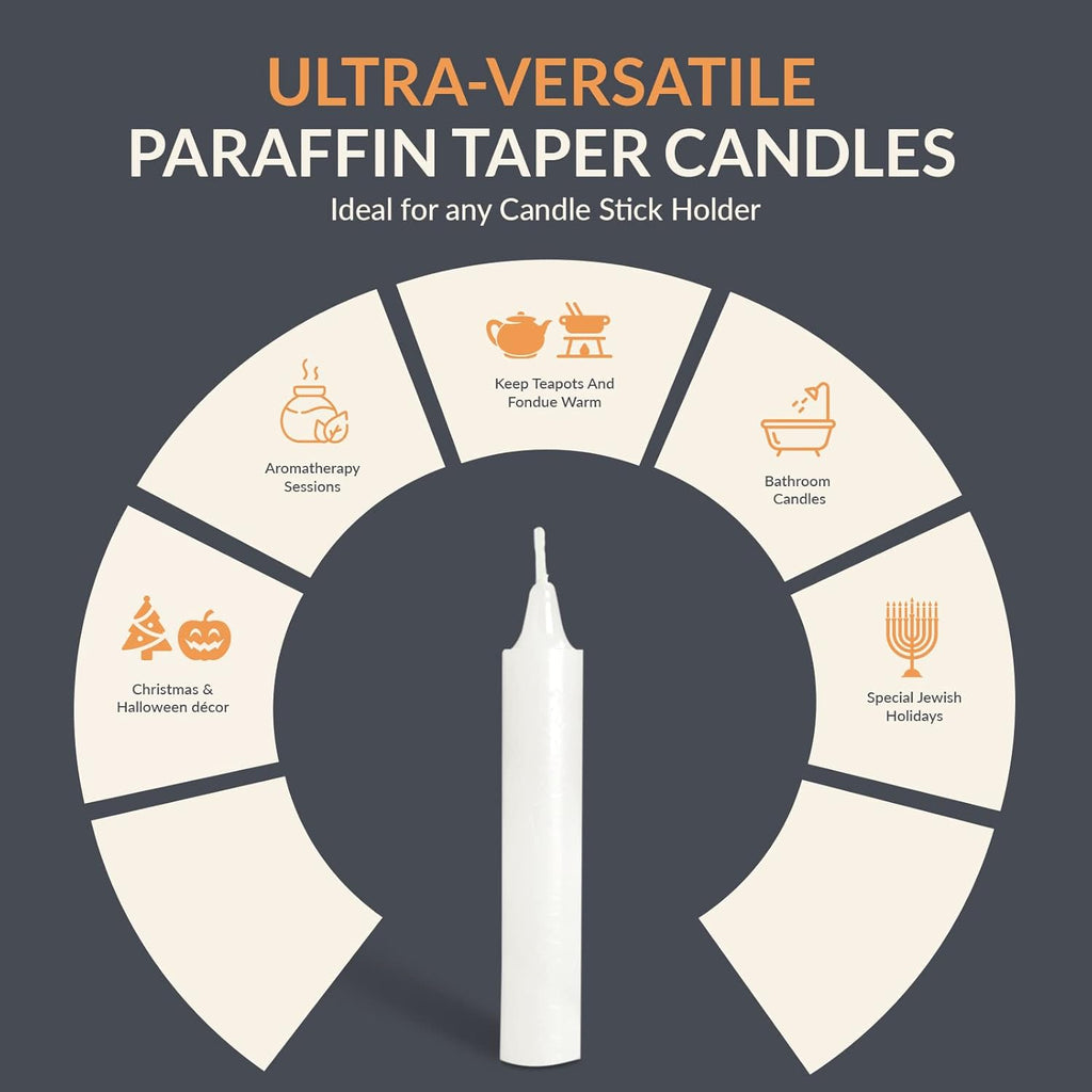 PAMI Traditional Shabbat Candle Sticks - Unscented Taper Candles | 12-Pack with 3-Hour Burn Time