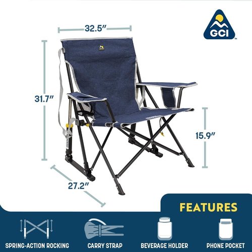 GCI Outdoor Kickback Rocker - Portable Outdoor Rocking Chair with Beverage Holder | Comfortable Design