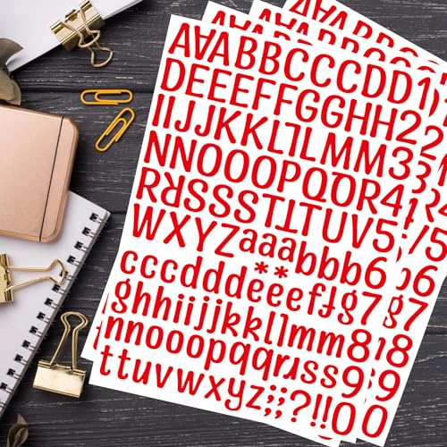 12 Sheets Red Self-Adhesive Letter & Number Stickers for Graduation Cap DIY