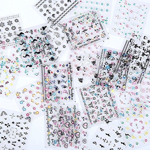 Valuu 50 Sheets Self-Adhesive 3D Nail Art Stickers Flower Decals