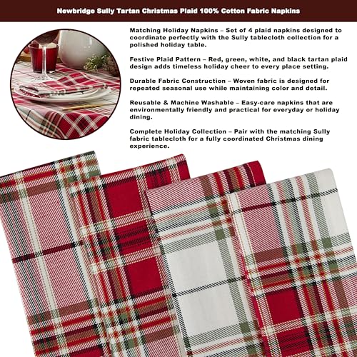 Christmas Sully Red Plaid Fabric Tablecloth 60x120 Inch Rectangular