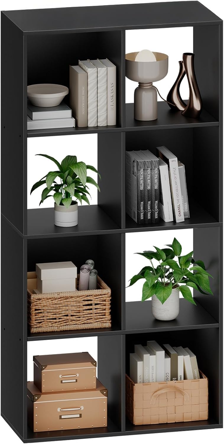 Sweetcrispy 8 Cube Storage Organizer - Versatile Open Cube Bookshelf with Removable Back Panels | 47.7" L × 11.6" W × 24" H, Black