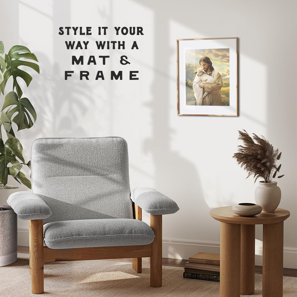 Skiennix Religious Wall Decor | Lamb of God Jesus Artwork - Farmhouse Style Christian Art for Home