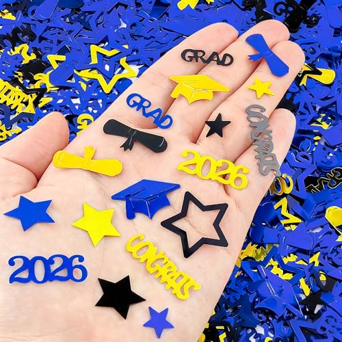 Graduation Confetti 2026 - 2000PCS Blue Gold Black Table Decor