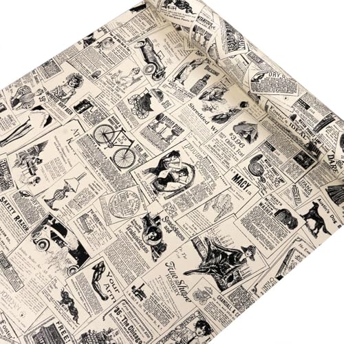 HOYOYO Vintage Newspaper Peel and Stick Shelf Liner - 17.8 x 78 Inch