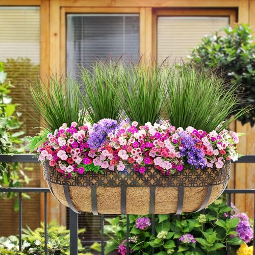 17 Inch UV-Resistant Artificial Onion Grass - 8 Bundles Greenery for Indoor & Outdoor Decor