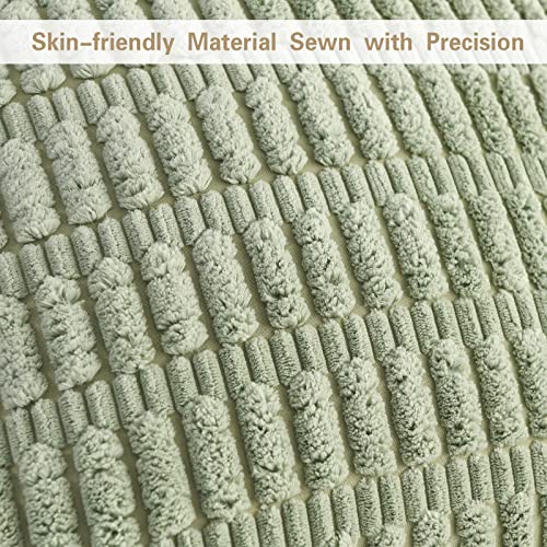 Pack of 2 Sage Green Corduroy Throw Pillow Covers 18x18