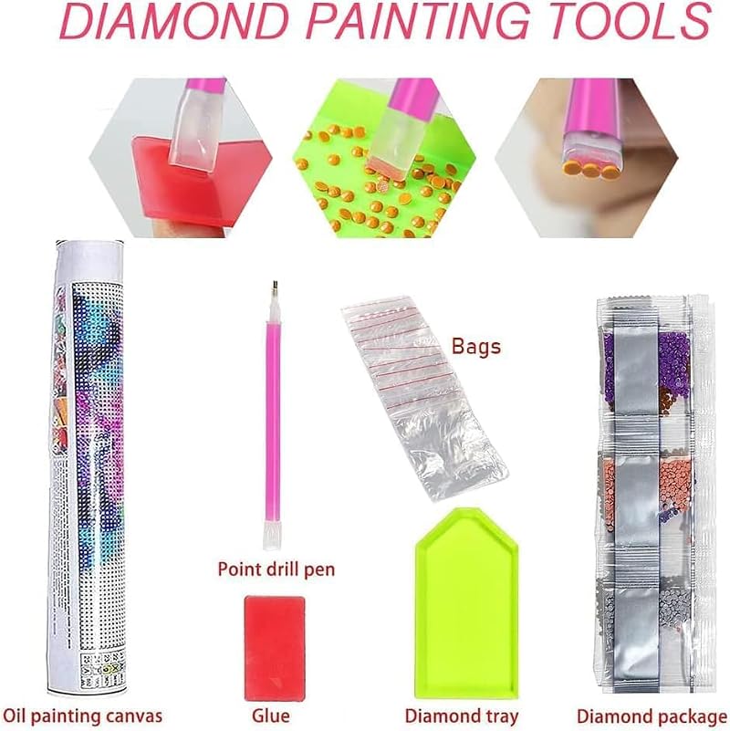 WUSARPLY Flower Diamond Painting Kit for Adults - Full Drill Moon Planet Art