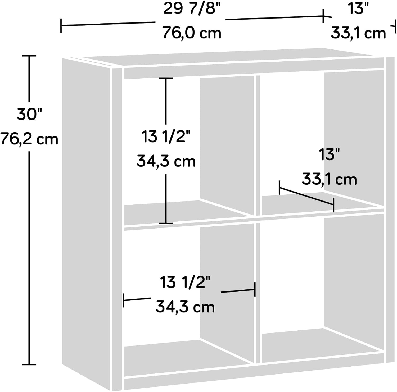 Sauder 4-Cube Organizer Storage Bookcase - Stylish Mystic Oak Design for Versatile Use