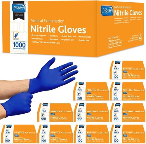 Inspire Nitrile Exam Gloves - Original Quality Stretch Cobalt Blue | Latex-Free Disposable 4.5" Size
