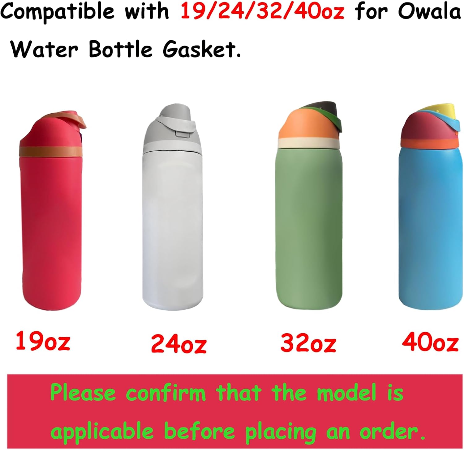 Owala | 6 Pack Replacement Water Bottle Gaskets - Durable Silicone Lid Seals for FreeSip