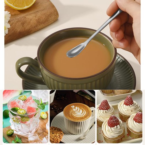 Ouliget Stainless Steel Coffee Stirring Spoon,Silver Coffee Stir Sticks Drink Spoons,Long Handle Tea Coffee Spoons Tiny Salt Condiment Spoon,Coffee Bar Accessories,6 Inches