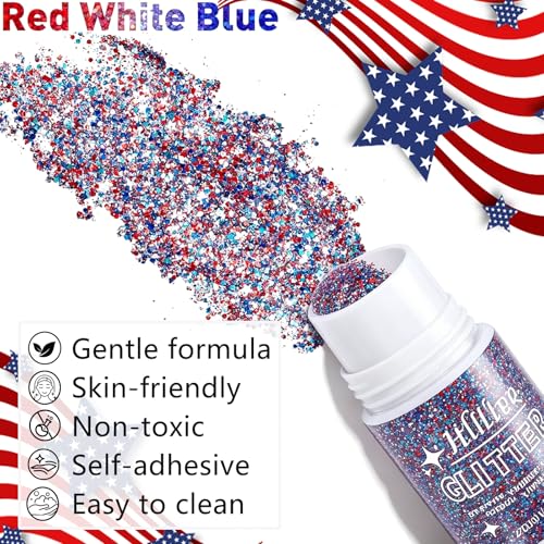 BliBling Red White and Blue Roll-On Body and Face Glitter Gel