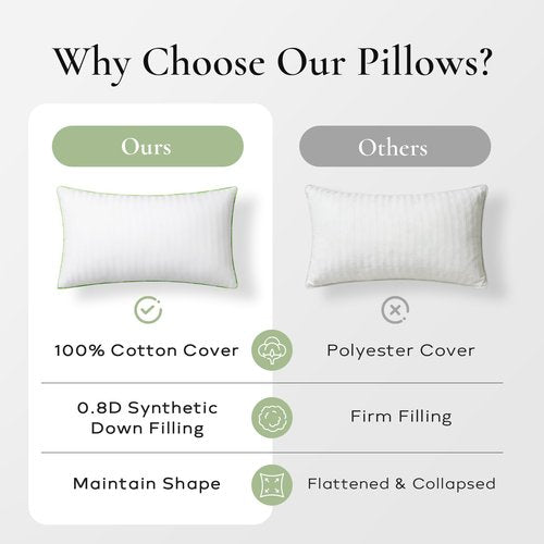 Ashler Home Deco Synthetic Down Pillow Inserts, 20x20 Down Alternative Throw Pillows Insert Sleeping Pillows with 100% Cotton Cover Decorative Pillow Stuffer for Sofa, Couch Bed(Set of 2, White)