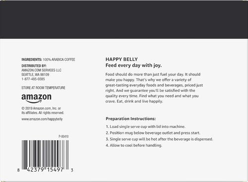 Happy Belly Dark Roast Coffee Pods - Compatible with Keurig 2.0 | 100 Count (Pack of 2)