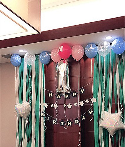 Glanzzeit 16 Inch Silver Foil Number 1 Balloon for Birthday Party Decor