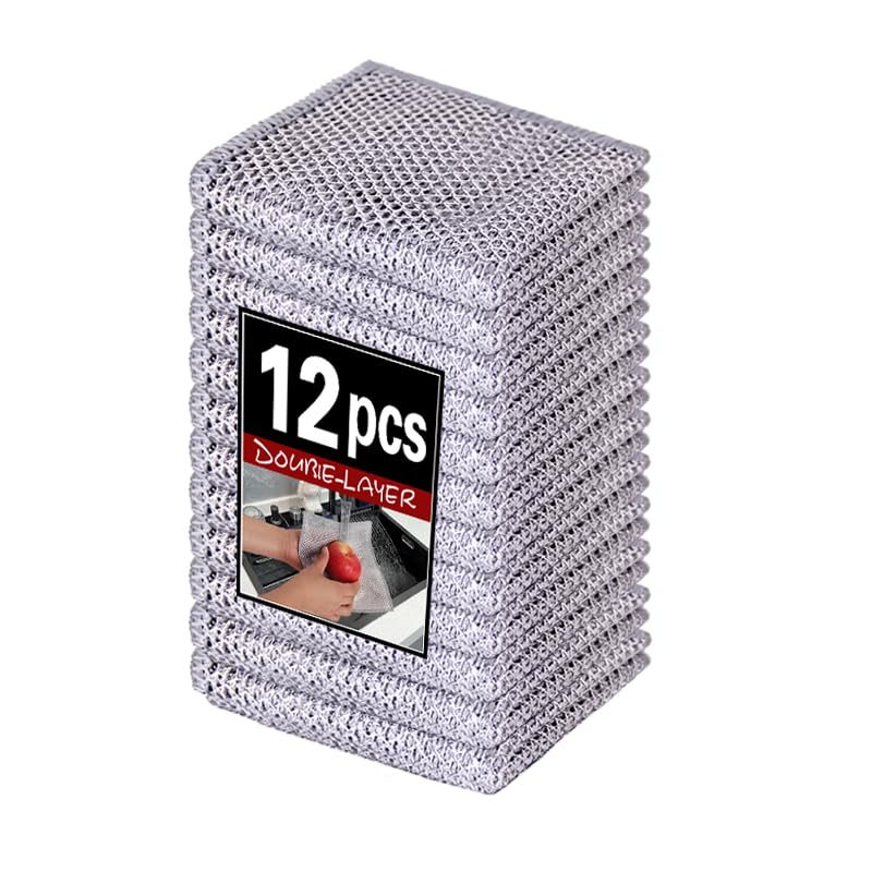 12-Pack Scratch-Free Steel Dishcloths - Reusable & Quick-Dry