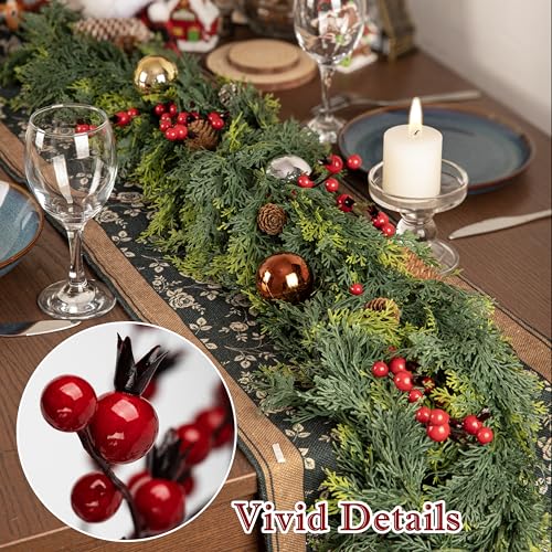 Artificial Red Berry Stems for Christmas Decor 13.8" Waterproof Holiday Wreaths & Crafts