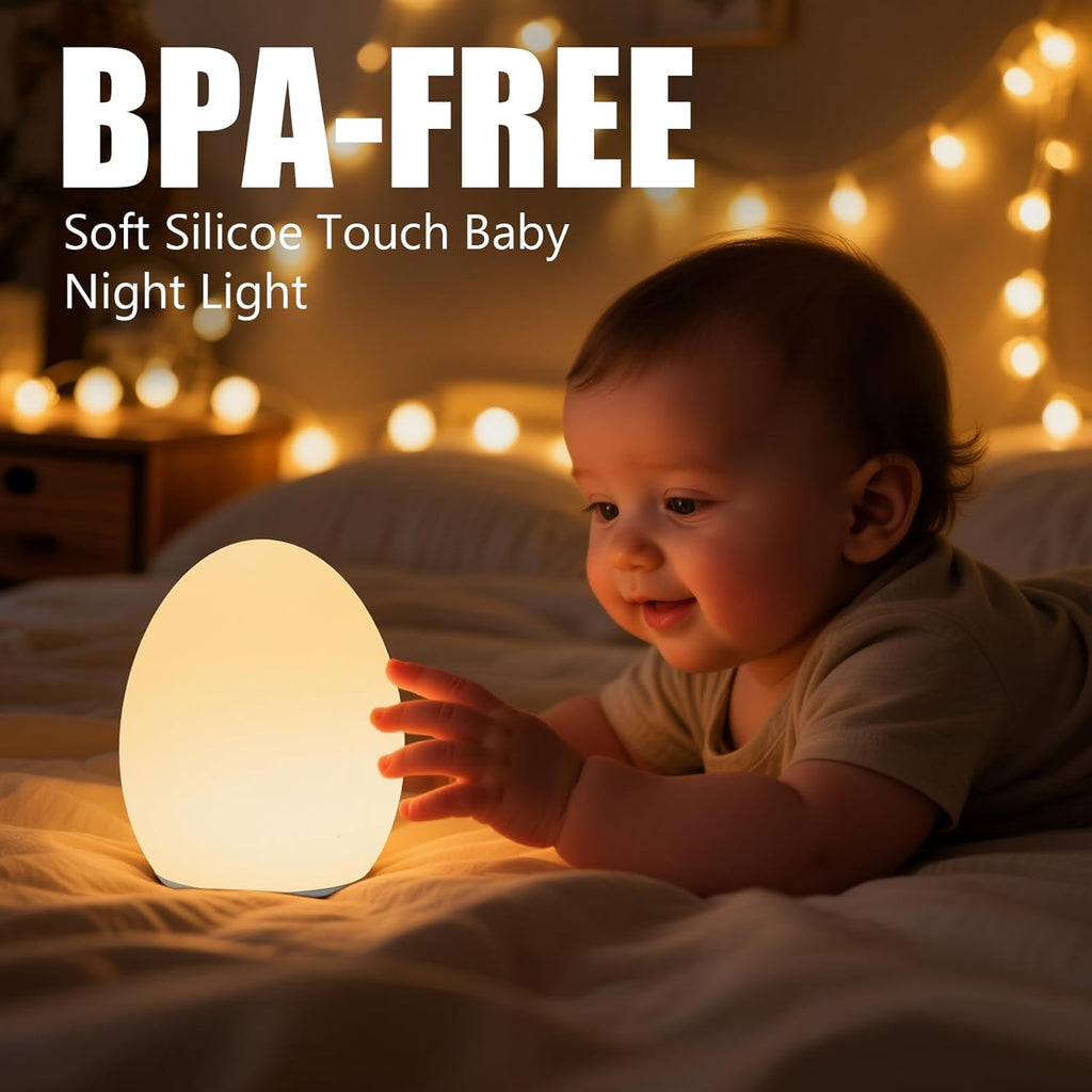 Skiennix Baby Night Light - Portable Silicone Egg Lamp with 11 Color Options | BPA Free & Eye-Caring