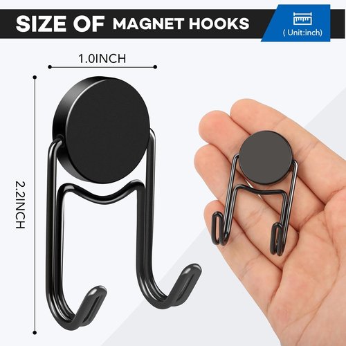 LOVIMAG Magnetic Hooks - Heavy Duty 50lbs+ Magnet Hooks for Cabin, Kitchen, and Home | 5 Pcs Black